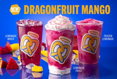 The New Dragonfruit Mango Lemonade Mixer, Frost and Frozen Lemonade Are Now Available at Auntie Anne’s Pretzels