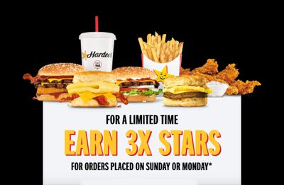 Earn 3X the Stars on Sundays and Mondays Online and In-app at Hardee’s Through to July 31