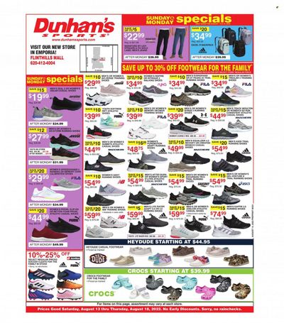 Dunham's Sports (KS) Weekly Ad Flyer Specials August 13 to August 18, 2022