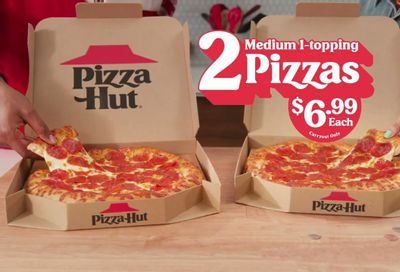 Get 2 Medium 1 Topping Pizzas for $6.99 Each at Participating Pizza Hut Restaurants with a Carry Out Order