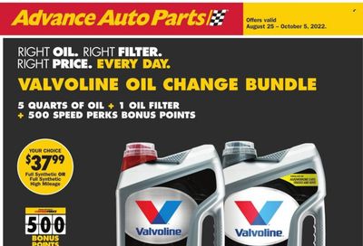 Advance Auto Parts Weekly Ad Flyer Specials August 25 to October 5, 2022