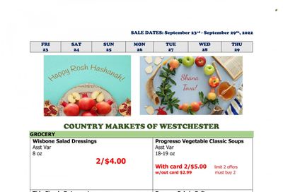 Country Markets of Westchester (NY) Weekly Ad Flyer Specials September 23 to September 29, 2022