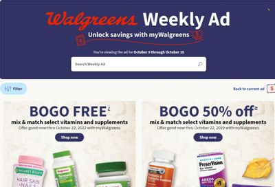 Walgreens Weekly Ad Flyer Specials October 9 to October 15, 2022
