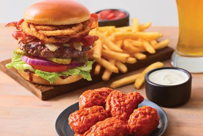 Score 5 Boneless Chicken Wings for $1 with the Purchase of a Handcrafted Burger at Applebees 