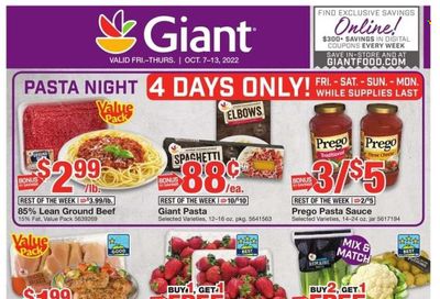 Giant Food (DE, MD, VA) Weekly Ad Flyer Specials October 7 to October 13, 2022