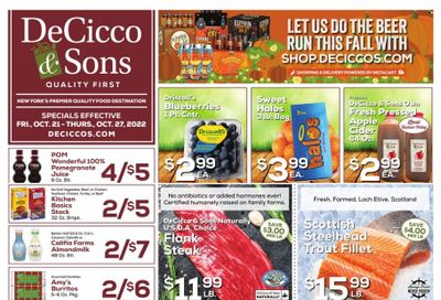 DeCicco & Sons (NY) Weekly Ad Flyer Specials October 21 to October 27, 2022