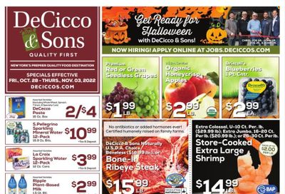 DeCicco & Sons (NY) Weekly Ad Flyer Specials October 28 to November 3, 2022
