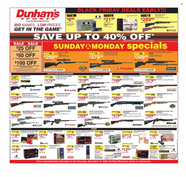 Dunham's Sports (PA) Weekly Ad Flyer Specials November 5 to November 10