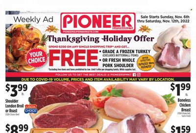 Pioneer Supermarkets (NJ, NY) Weekly Ad Flyer Specials November 6 to November 12, 2022