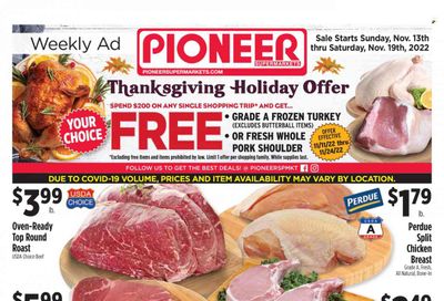 Pioneer Supermarkets (NJ, NY) Weekly Ad Flyer Specials November 13 to November 19, 2022