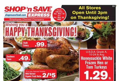 Shop ‘n Save Express (MD, PA, WV) Weekly Ad Flyer Specials November 19 to November 25, 2022