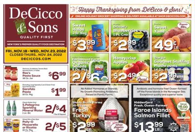 DeCicco & Sons (NY) Weekly Ad Flyer Specials November 18 to November 23, 2022