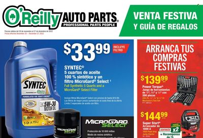 O'Reilly Auto Parts Weekly Ad Flyer Specials November 30 to December 27, 2022