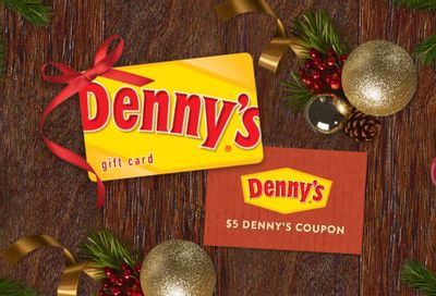 Get a $5 Bonus Card with a $25 Gift Card Purchase from Denny’s this Holiday Season Get a $5 Bonus Card with a $25 Gift Card Purchase from Denny’s this Holiday Season