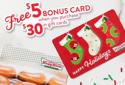 Get a $5 Krispy Kreme Bonus Card with an In-shop $30 Gift Card Purchase Through to December 31