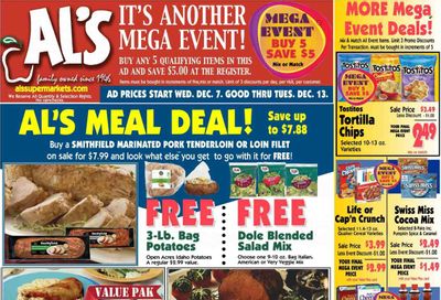 Al's Supermarket (IN) Weekly Ad Flyer Specials December 7 to December 13, 2022