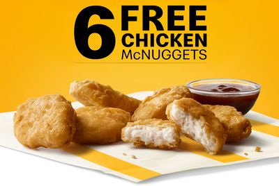 Spend $1 In-app and Get a Free 6 Piece Order of Chicken McNuggets at McDonald’s on December 15 and 16