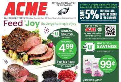 ACME (DE, NJ, NY, PA) Weekly Ad Flyer Specials December 16 to December 22, 2022