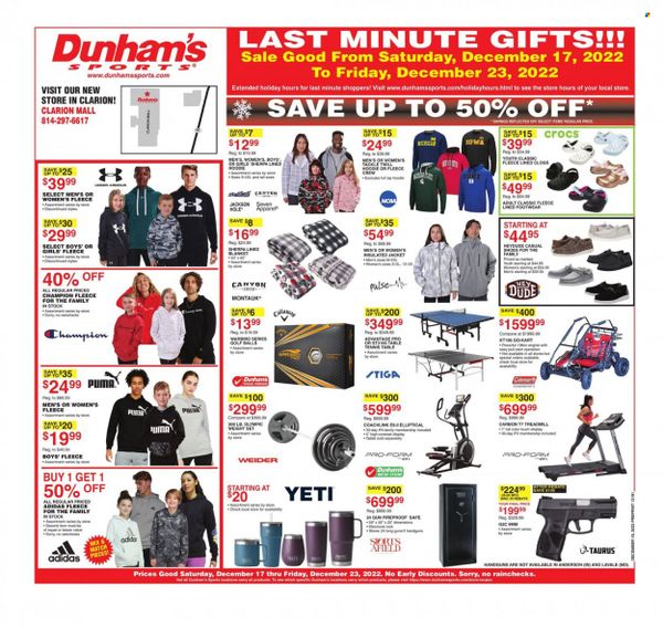 Dunham's Sports (PA) Weekly Ad Flyer Specials December 17 to December