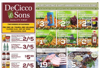 DeCicco & Sons (NY) Weekly Ad Flyer Specials December 16 to December 29, 2022