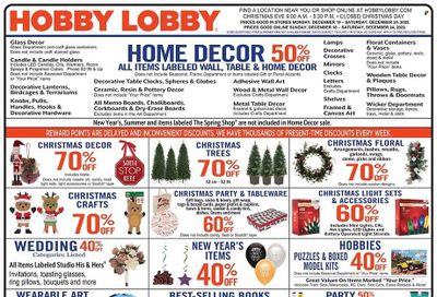 Hobby Lobby Weekly Ad Flyer Specials December 18 to December 24, 2022