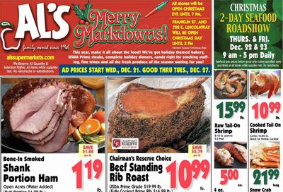 Al's Supermarket (IN) Weekly Ad Flyer Specials December 21 to December 27, 2022