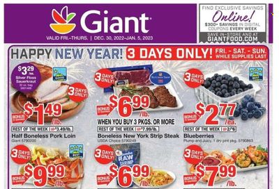 Giant Food (DE, MD, VA) Weekly Ad Flyer Specials December 30 to January 5, 2023