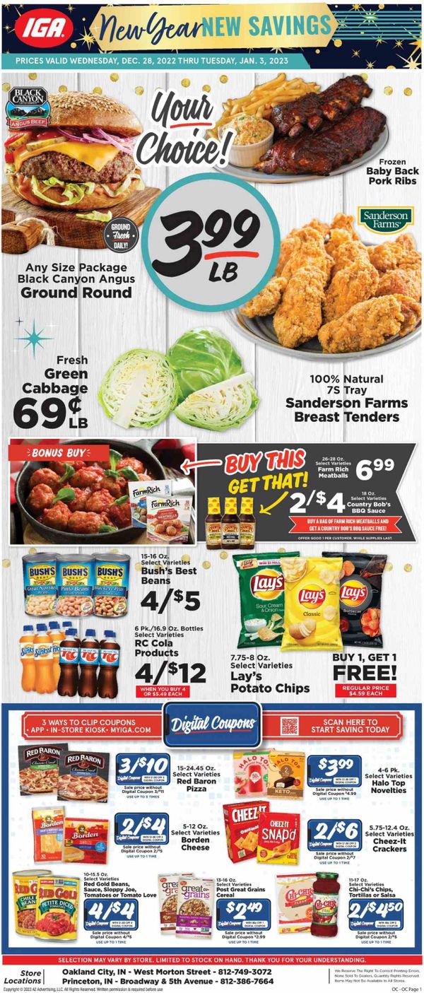 IGA (IN) Weekly Ad Flyer Specials December 28 to January 3, 2023