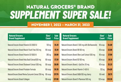 Natural Grocers Weekly Ad Flyer Specials November 1 to March 31, 2023