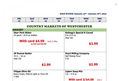 Country Markets of Westchester (NY) Weekly Ad Flyer Specials January 13 to January 19, 2023