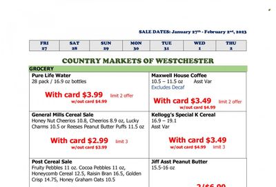 Country Markets of Westchester (NY) Weekly Ad Flyer Specials January 27 to February 2, 2023