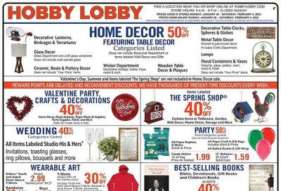 Hobby Lobby Weekly Ad Flyer Specials January 29 to February 4, 2023