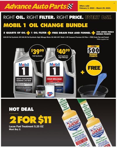 Advance Auto Parts Weekly Ad Flyer Specials February 2 to March 29, 2023