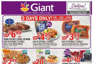 Giant Food (DE, MD, VA) Weekly Ad Flyer Specials February 3 to February 9, 2023 Giant Food (DE, MD, VA) Weekly Ad Flyer Specials February 3 to February 9, 2023