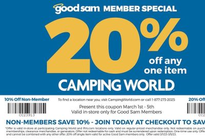 Camping World Weekly Ad Flyer Specials March 1 to March 5, 2023