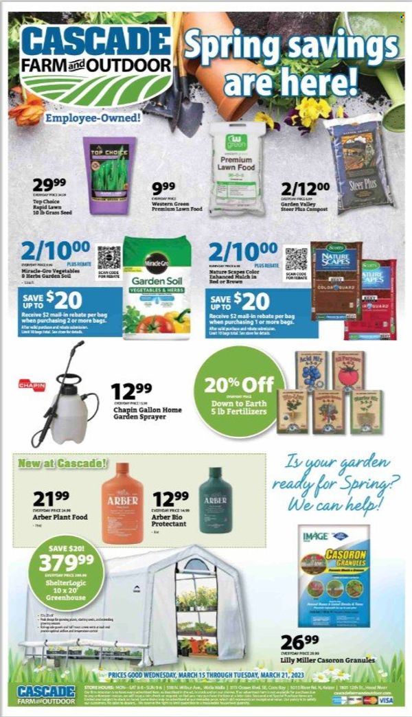 Cascade Farm And Outdoor (OR, WA) Weekly Ad Flyer Specials March 15 to