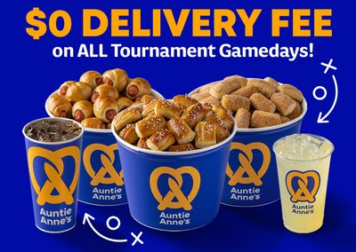 Get a $0 Delivery Fee from March 31 to April 3 with $12+ In-app and Online Orders at Auntie Anne’s Pretzels 
