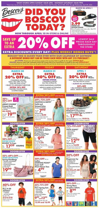 Boscov's (CT, DE, MD, NJ, NY, PA) Weekly Ad Flyer Specials March 30 to April 5, 2023