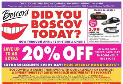 Boscov's (CT, DE, MD, NJ, NY, PA) Weekly Ad Flyer Specials March 30 to April 5, 2023 Boscov's (CT, DE, MD, NJ, NY, PA) Weekly Ad Flyer Specials March 30 to April 5, 2023