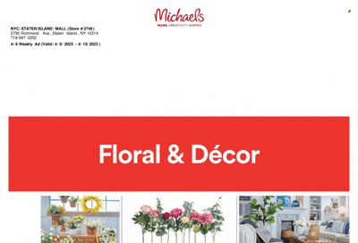 Michaels Weekly Ad Flyer Specials April 9 to April 15, 2023