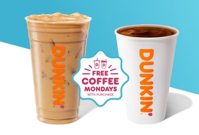 Rewards Members Will Get a Free Medium Coffee with Purchase Every Monday in May at Dunkin' Donuts