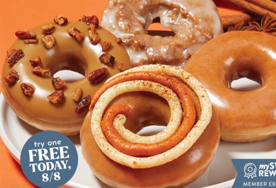 For One Day Only Get a Free Pumpkin Spice Doughnut with Purchase at Krispy Kreme: A Rewards Exclusive 
