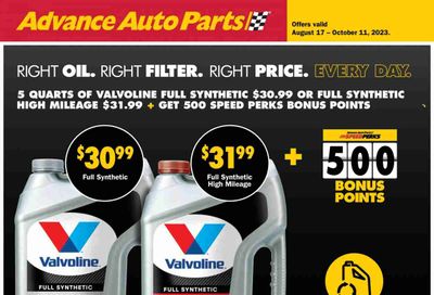 Advance Auto Parts Weekly Ad Flyer Specials August 17 to October 11, 2023