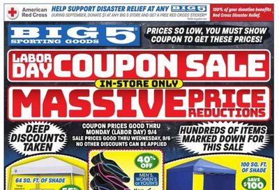 Big 5 (AZ, CA, CO, ID, NM, OR, UT, WA) Weekly Ad Flyer Specials September 1 to September 4, 2023