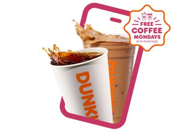 Get a Free Medium Iced or Hot Coffee with Purchase at Dunkin’ Donuts on Mondays: A Rewards Exclusive