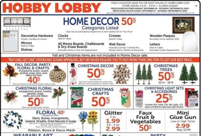 Hobby Lobby Weekly Ad Flyer Specials September 17 to September 23, 2023