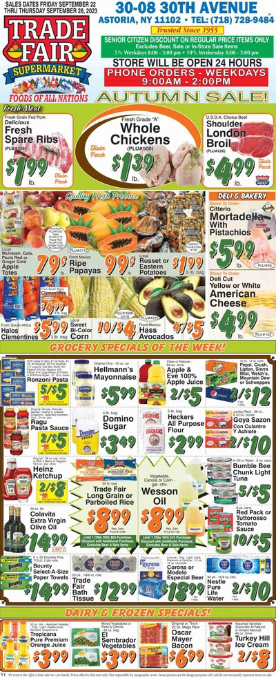 Trade Fair Supermarket (NY) Weekly Ad Flyer Specials September 22 to September 28, 2023