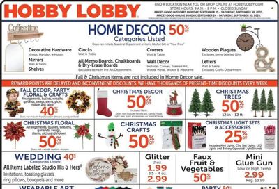 Hobby Lobby Weekly Ad Flyer Specials September 24 to September 30, 2023