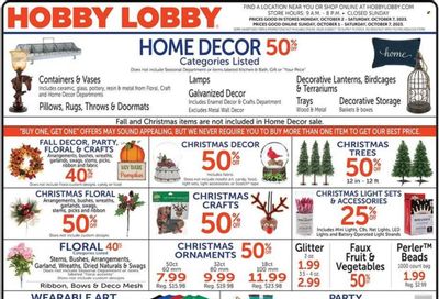 Hobby Lobby Weekly Ad Flyer Specials October 1 to October 7, 2023