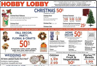 Hobby Lobby Weekly Ad Flyer Specials October 22 to October 28, 2023